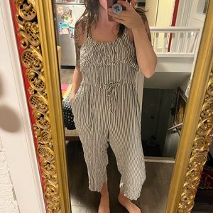 NEUTRAL GREY AND WHITE ELERA STRIPED ROMPER